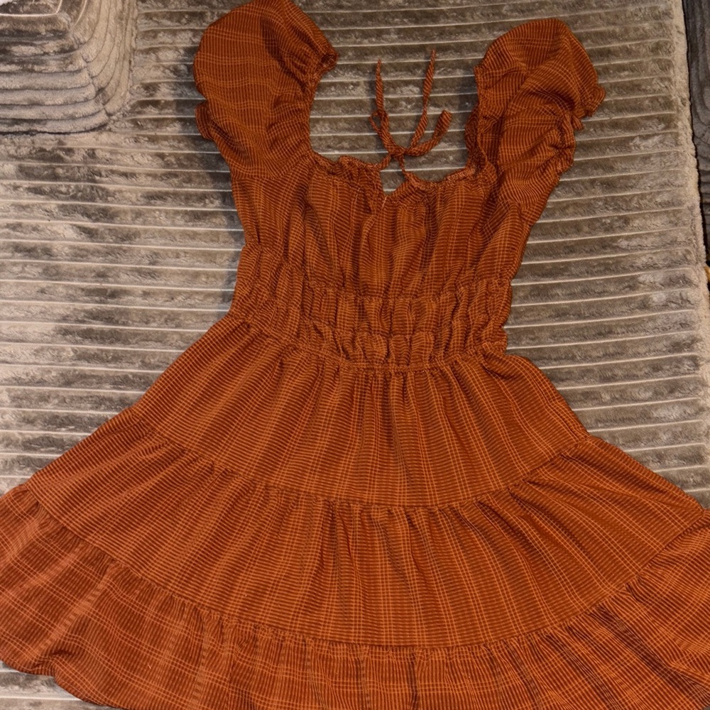 Liberty Love Women's Midi Dress in Warm Orange - Picture 2 of 3